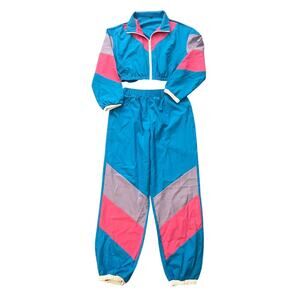 New Womens Retro 80s 90s Size Small Blue Pink 2 Piece Set Halloween Costume
